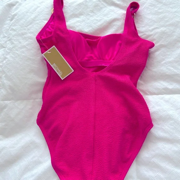 NWT Michael Kors Pink Textured Swimsuit - Picture 2 of 6